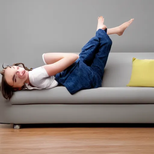 Image similar to person lying horizontal on a sofa, photorealistic, 8k
