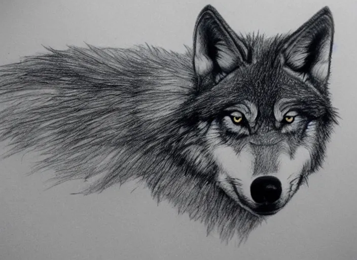 Image similar to a pencil drawing of a wolf, D&D made by by Pen Tacula