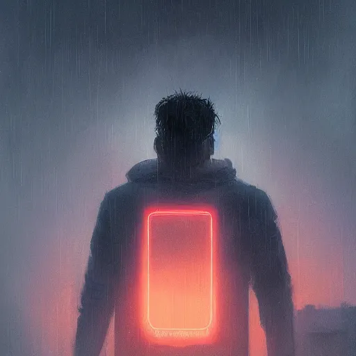 Image similar to portrait of a man by Greg Rutkowski, lee madgwick and hubert robert, VR headset, blade runner style, neon glow, vivid color, moody lighting, unreal engine, sunrise, epic skies, foggy