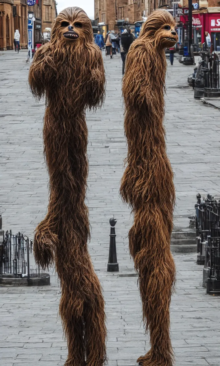 Image similar to photo of a single wookie standing on the streets of rochester, england