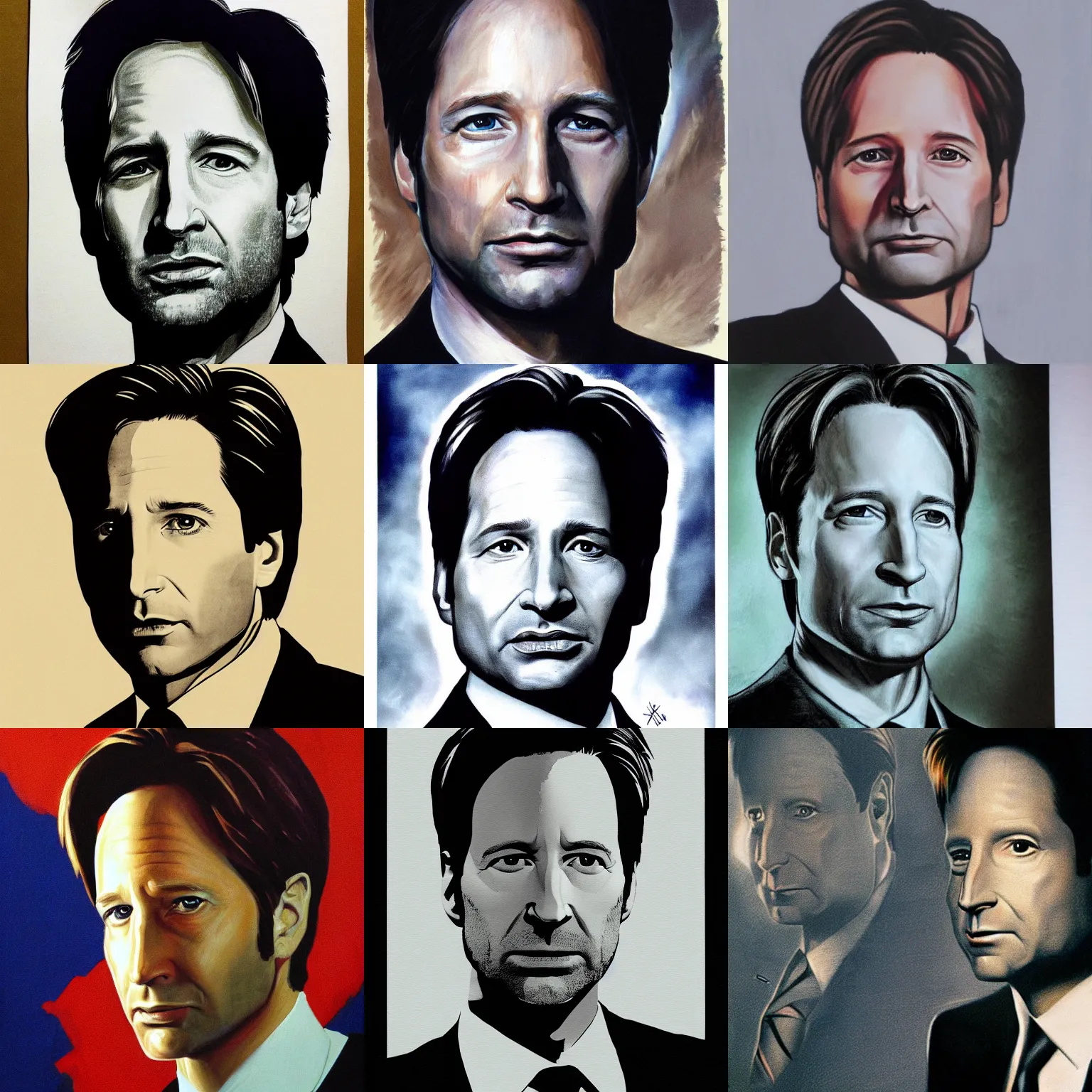 Prompt: detailed portrait of fox mulder in x - files