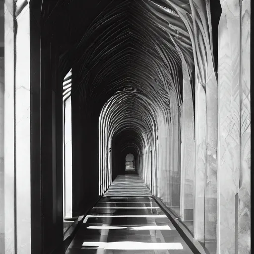 Prompt: an obsidian marble interior photograph, architecture carved for a god, beautiful in its smoothness and expansiveness, curving geometric arches, architectural photograph by louis kahn and moshe safdie