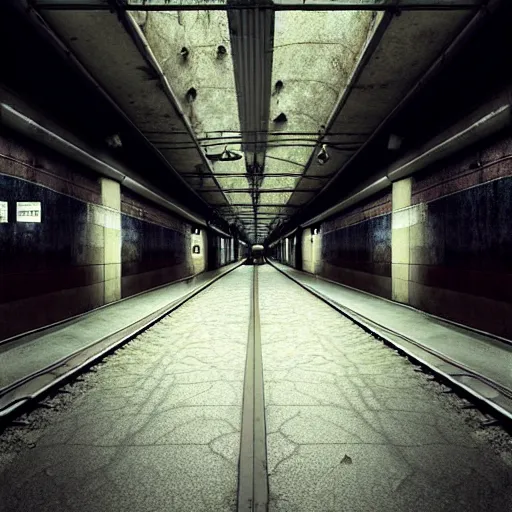 Image similar to michal karcz grunge painting of a subway station. Lifeless arms are looking out of the walls. creepy theme, detailed, elegant, intricate, 4k,