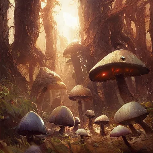 Image similar to shrooms geog darrow greg rutkowski