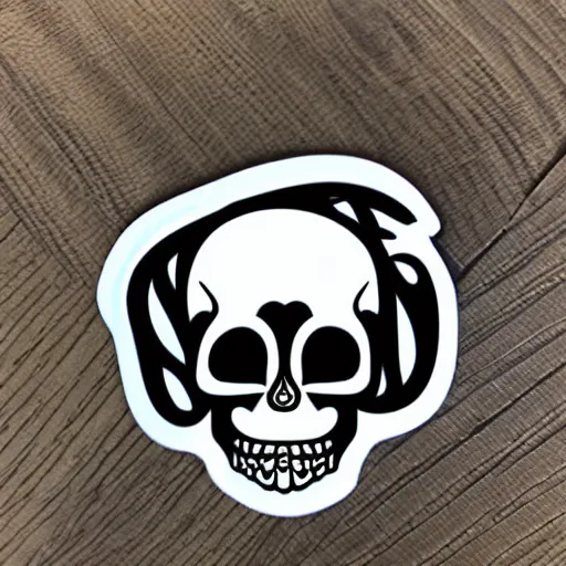 Prompt: metal skull sticker