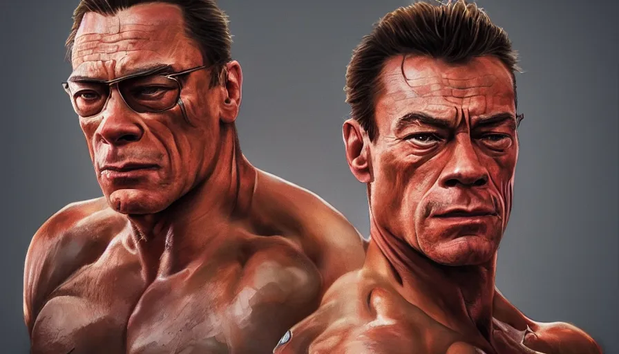 Image similar to Jean Claude Van Damme is Rambo, hyperdetailed, artstation, cgsociety, 8k