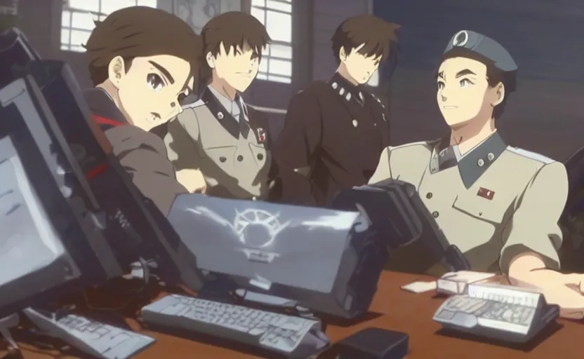 Prompt: a still shot from anime with angry realistic josef stalin trading bitcoin in front of computer, finely detailed features, closeup at the faces, perfect art, gapmoe yandere, trending on pixiv fanbox, painted by craig mullins makoto shinkai takashi takeuchi studio ghibli, akihiko yoshida,