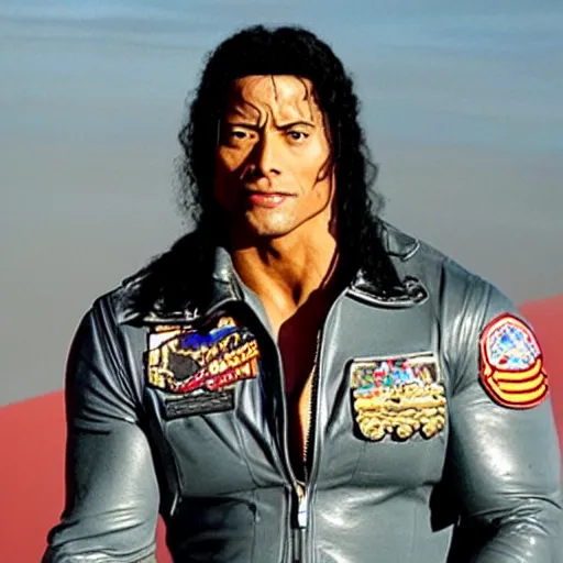 Prompt: dwayne johnson as michael jackson in hit film top gun 2022