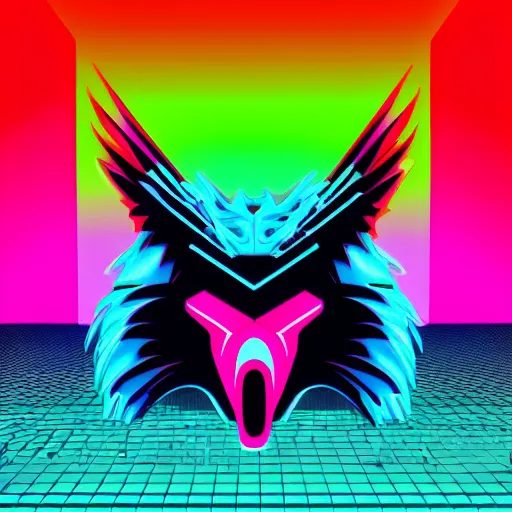 Image similar to eagle head, portrait, vaporwave, synthwave, neon, vector graphics, cinematic, volumetric lighting, f 8 aperture, cinematic eastman 5 3 8 4 film, photorealistic