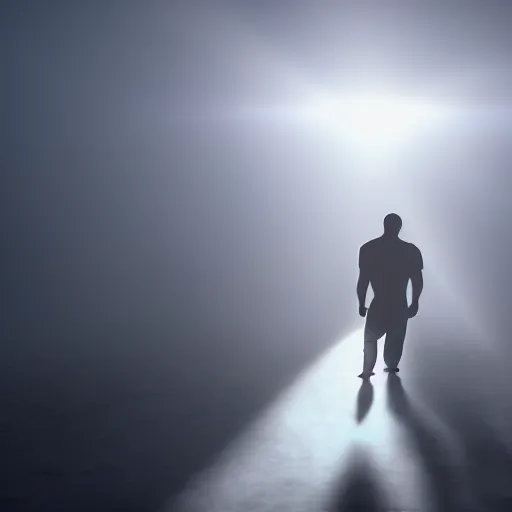 Image similar to a still of mike tyson, cinematic, 4 k, god rays through fog