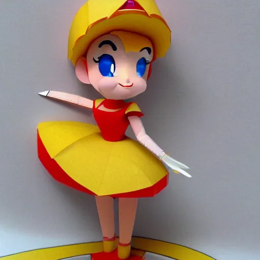 Image similar to a paper model of princess peach, paper modeling art.