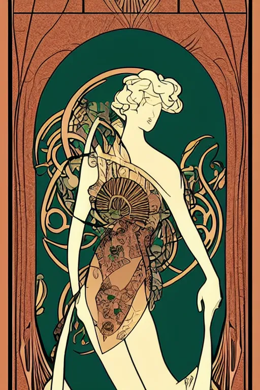 Image similar to Gaia in the style of Art Nouveau and Art Deco