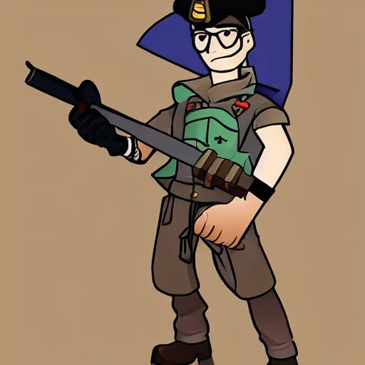 Prompt: scout from team fortress 2 in the style of kazuma kaneko