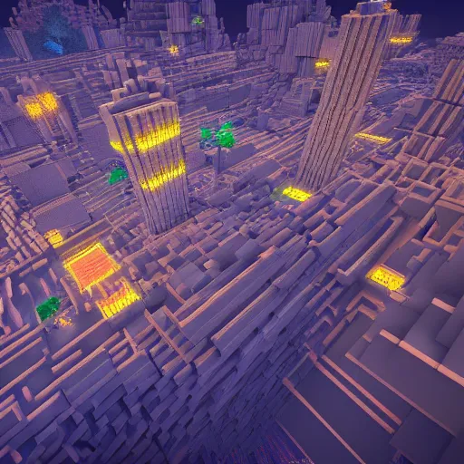 Prompt: a futuristic city in minecraft, trending on artstation, digital art