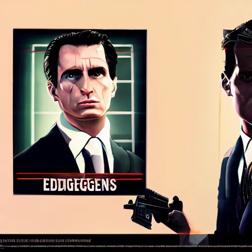 Image similar to counter-strike edgebugs with patrick bateman, 4K, HD