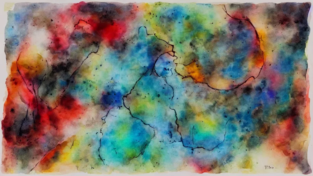 Prompt: \'The End, And The Uncertainty\', abstract ink and watercolour painting, author unknown