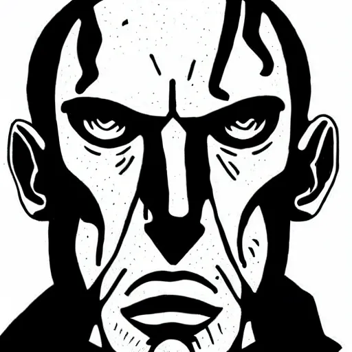 Prompt: portrait of abe sapien artwork created by Mike Mignola, shaded ink illustration