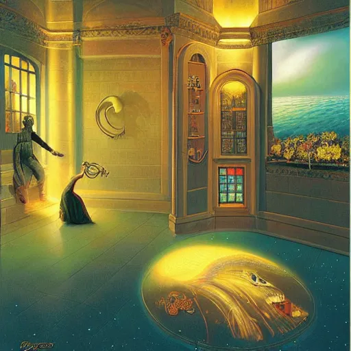 Prompt: art by james christensen, rob gonsalves, delphin enjolras and tim white