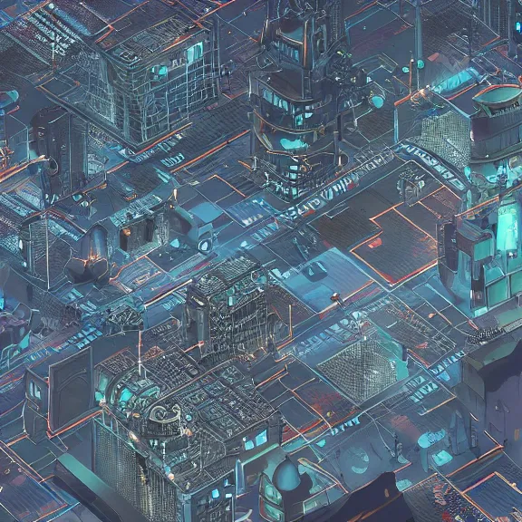 Image similar to a matte drawing of a cyberpunk city planet, highly detailed surface, taken from outer space. Circuitboard-like designed planet. Digital art, space art.