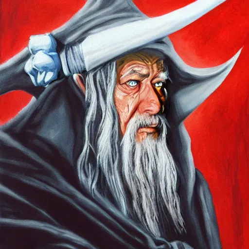 Prompt: gandalf as spawn, painting