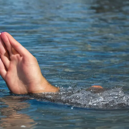 Prompt: desperate hand emerging from the water