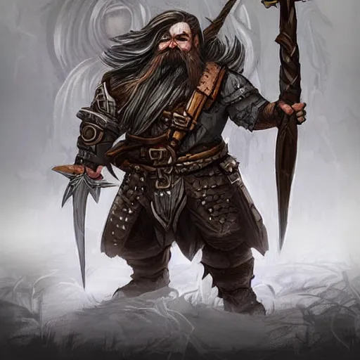 Image similar to pathfinder character portrait, fierce bearded dwarf, face and body clearly visible, ultradetailed, warrior, ((((doubleaxe)))), scary, long hair, DnD art, epic fantasy style art, fantasy epic digital art, epic fantasy art, hearthstone style art