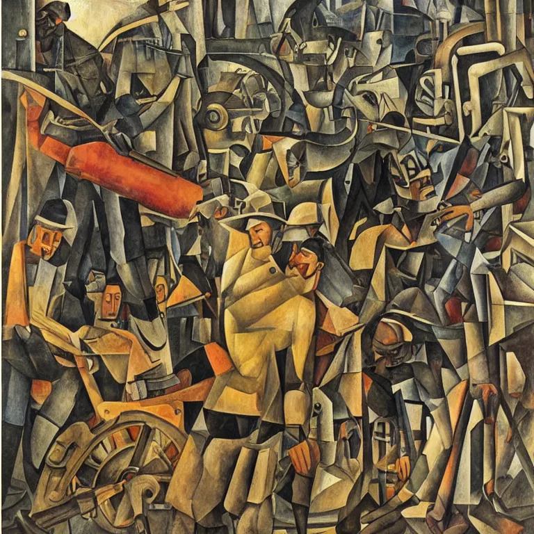 Prompt: cyborg worker revolution in the square diego rivera and georg scholz highly detailed