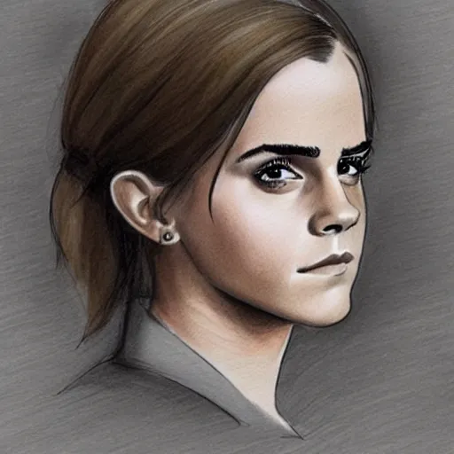 Prompt: emma watson courtroom sketch,