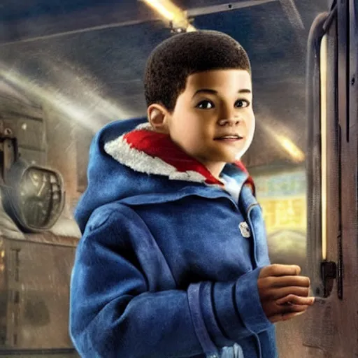 Image similar to drake as a child in the movie The polar express (2004)