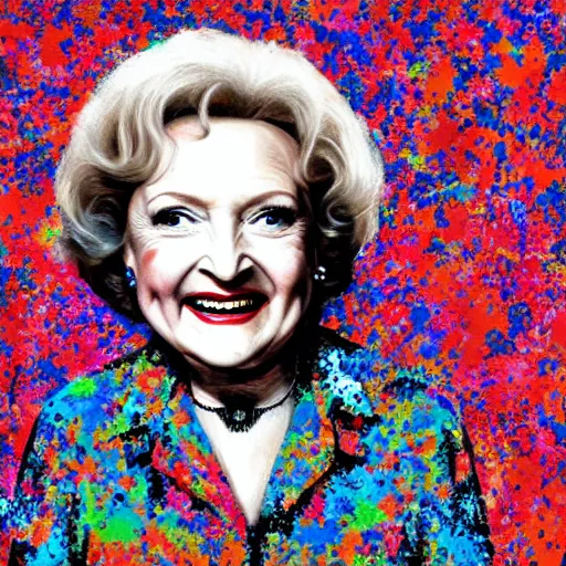 Prompt: betty white in the style of jackson pollock