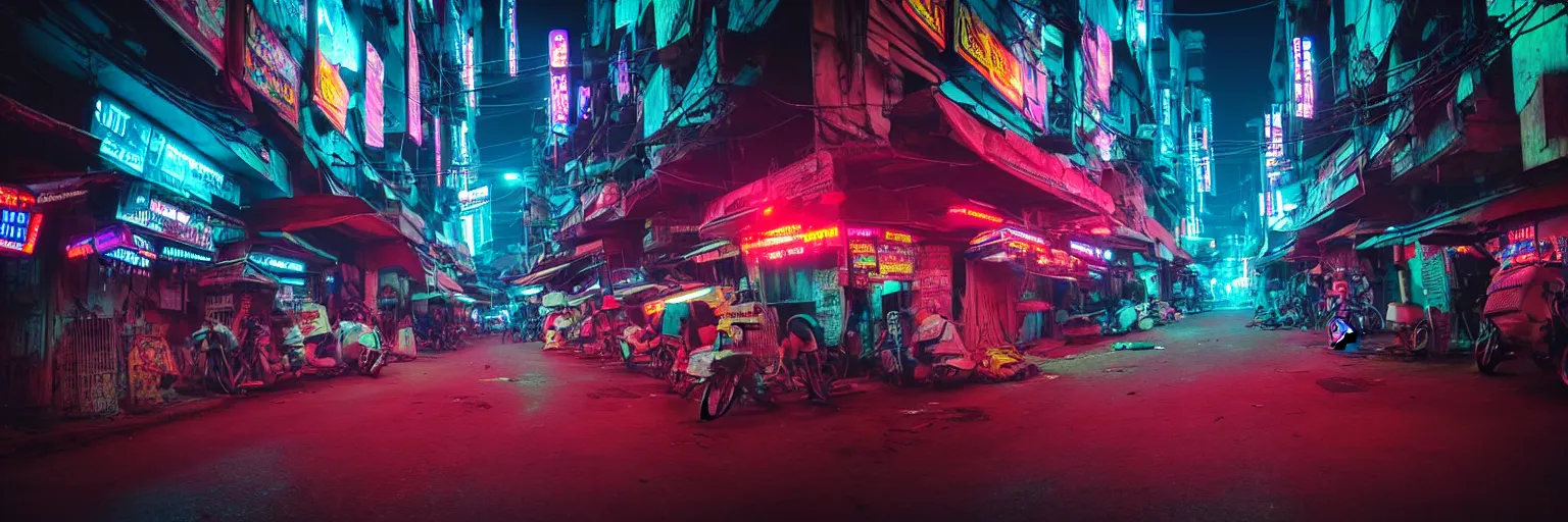 Image similar to Cyberpunk Roads, futuristic Phnom-Penh Cambodia, neon dark lighting