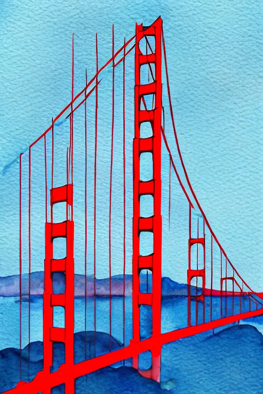 Image similar to minimalist watercolor art of golden gate bridge, illustration, vector art