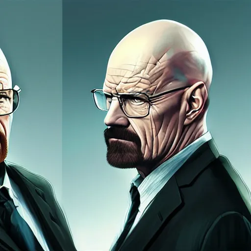 Prompt: Walter White mad and bald by Artgerm and Greg Rutkowski, intricate, elegant, highly detailed, digital painting