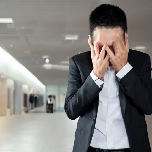 Image similar to japanese salary man leaving work drunk, sad atmosphere