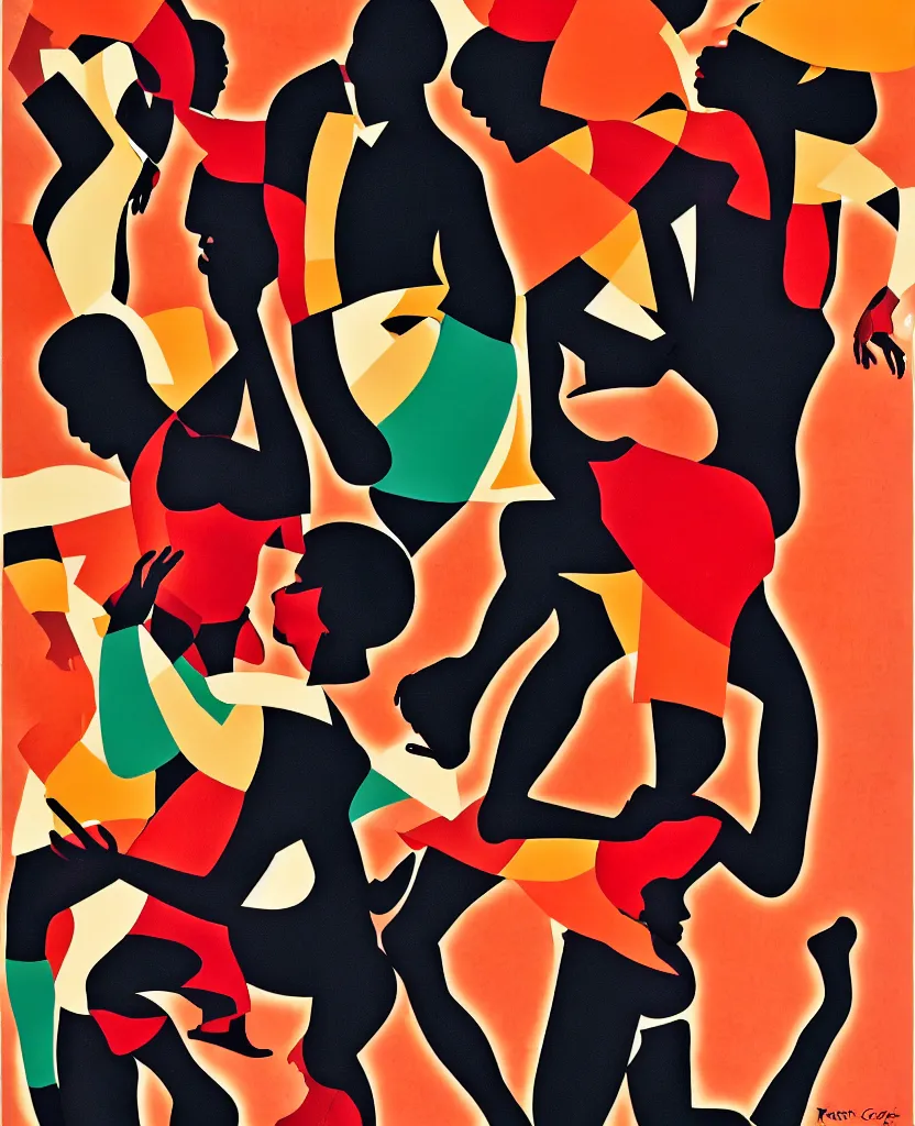 Image similar to a collage of a man and a woman dancing, a poster by robert colescott, behance, black arts movement, poster art, concert poster, artwork