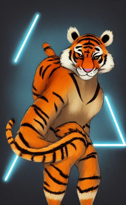 Image similar to “portrait of tiger in the style of the movie zootopia holding a laser gun, with a dark background behind him”