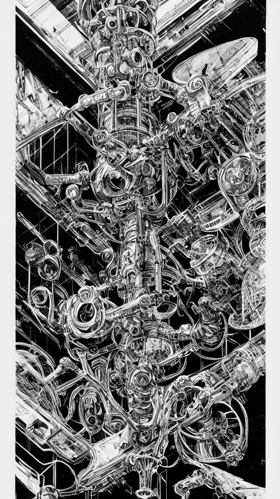 Prompt: majestic biomechanical expensive glass bubbler percolator water bong, two point perspective, furniture, high details, bold line art, by vincent di fate and joe fenton, inking, etching, screen print, masterpiece, trending on artstation, sharp, high contrast, hyper - detailed,, hd, 4 k, 8 k