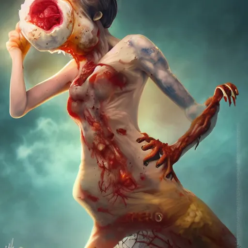 Image similar to zombie worm atacked by icecream, artgerm, redshift, sci - fi, rtx, studio shot,