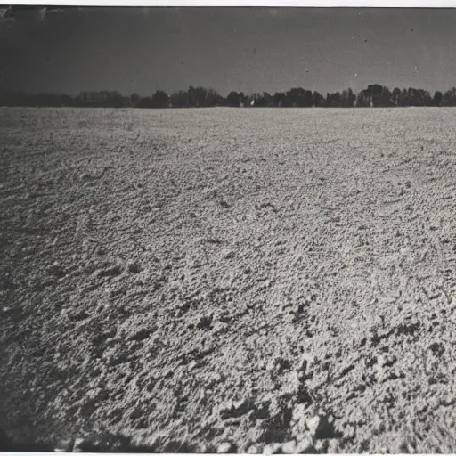 Image similar to a bright flash covering the whole sky, dirt ground, dust, taken on a ww 2 camera, realistic.