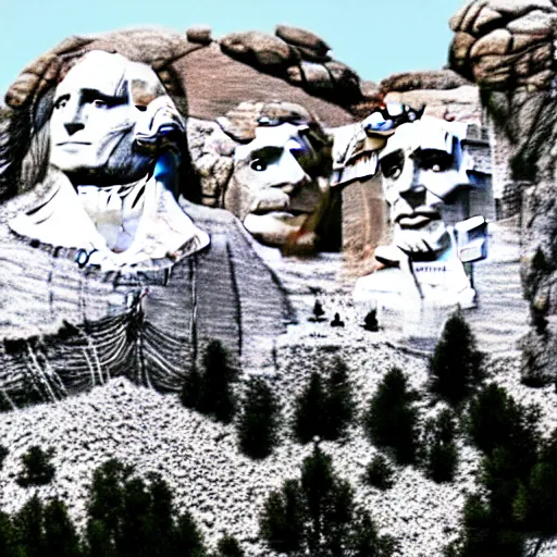 Prompt: A high resolution photograph of Mount Rushmore with the faces of The A-Team
