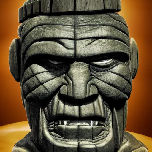 Image similar to a closeup photorealistic photograph of ben grimm's face on a tiki mug at trader vic's beach bar. fantastic four. tiki culture. bright scene. fine detail. this 4 k hd image is trending on artstation, featured on behance, well - rendered, extra crisp, features intricate detail, epic composition and the style of unreal engine.