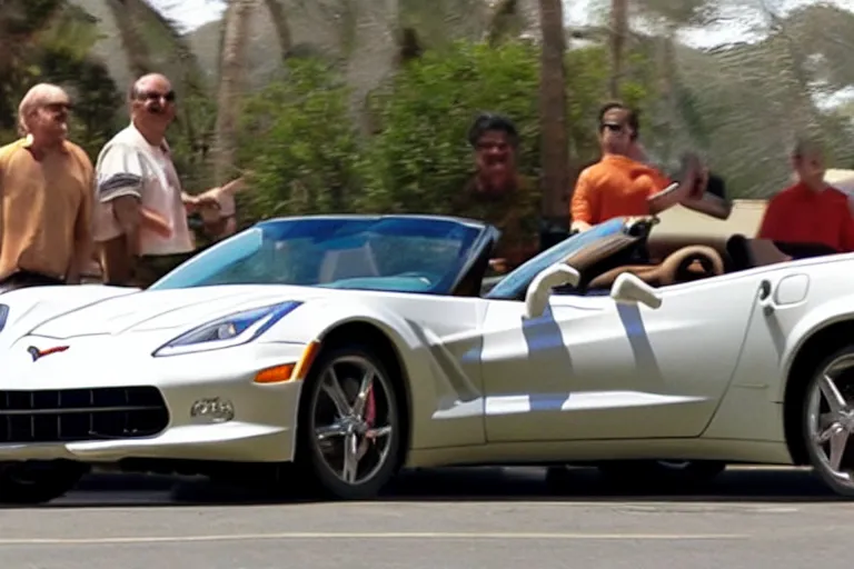 Image similar to don vito driving a convertible corvette