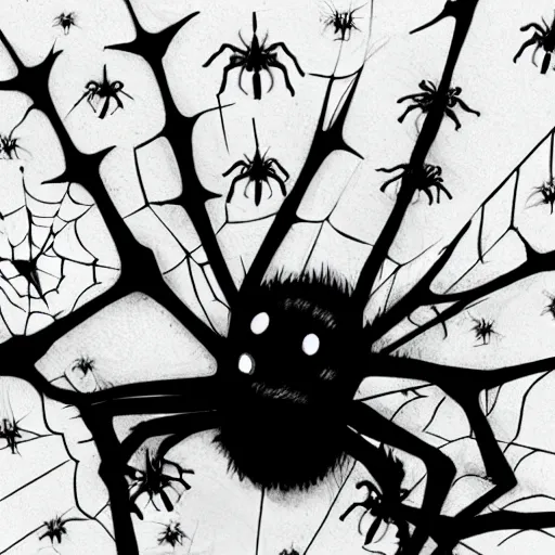 Prompt: the spiders were busy while you slept, sketchy style, ultradetailed