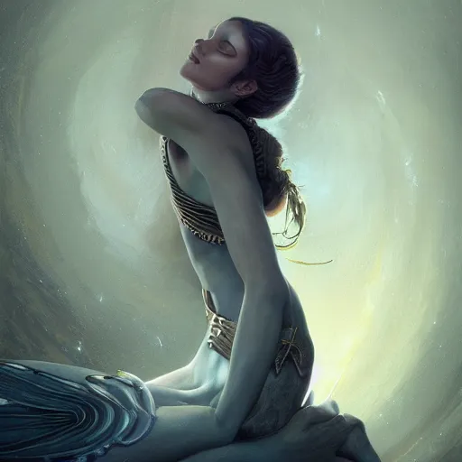 Image similar to beautiful portrait of imposing biomechanical Djinn by charlie bowater, mandy jurgens, gustav klimt, octane render, 4k, high detail, by tom bagshaw, powerful