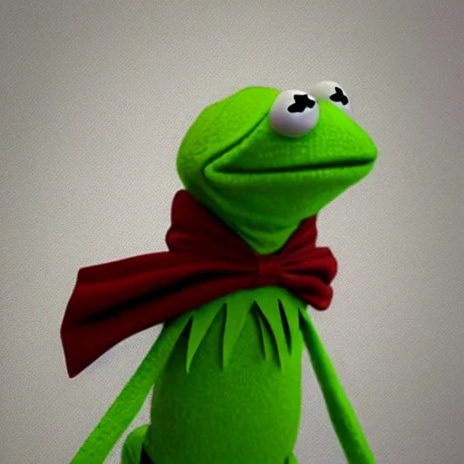 Image similar to photo of kermit the frog dressed up as a butler, dslr, photorealistic, artstation