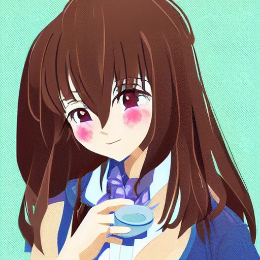 Image similar to a portrait of high school girl in the style of kyoto animation, Illustrator, in simple background, trending on pixiv