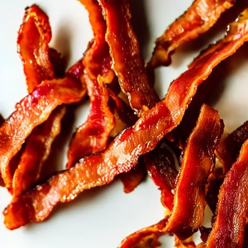 Prompt: close up high resolution photo of vegan bacon, very tasty, food photography, instagram, trending