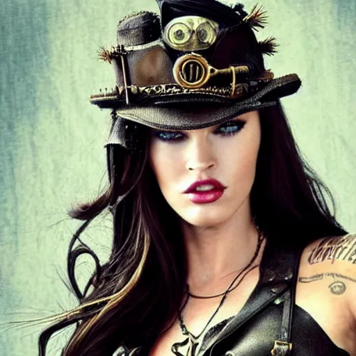 Prompt: megan fox, steampunk, ultra detailed