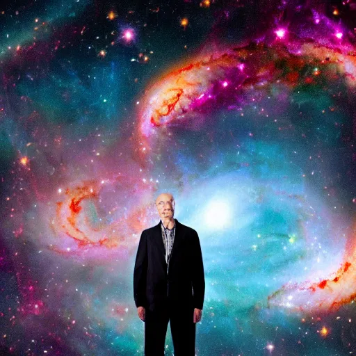 Image similar to portrait of god, galaxies and nebulae behind him in a transcendent, ascended plane of existence and reality