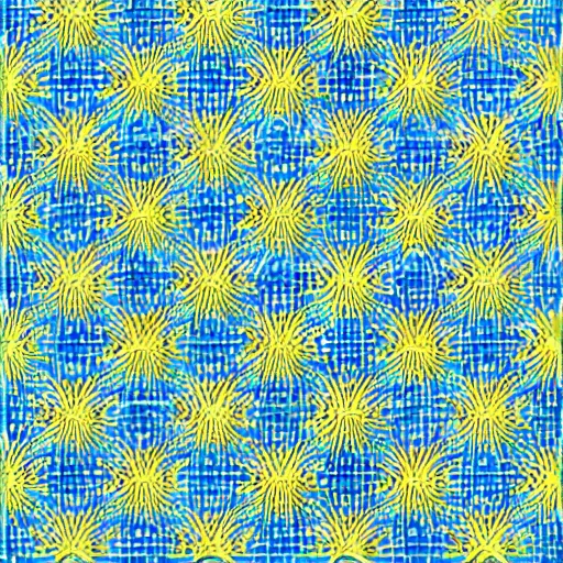 Image similar to pattern art, blue and yellow color scheme